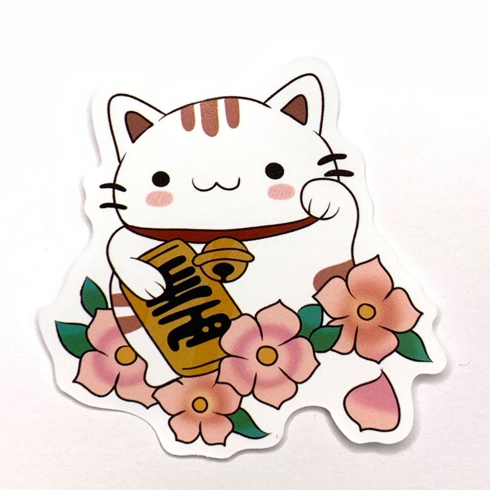 Floral Cat Vinyl Sticker